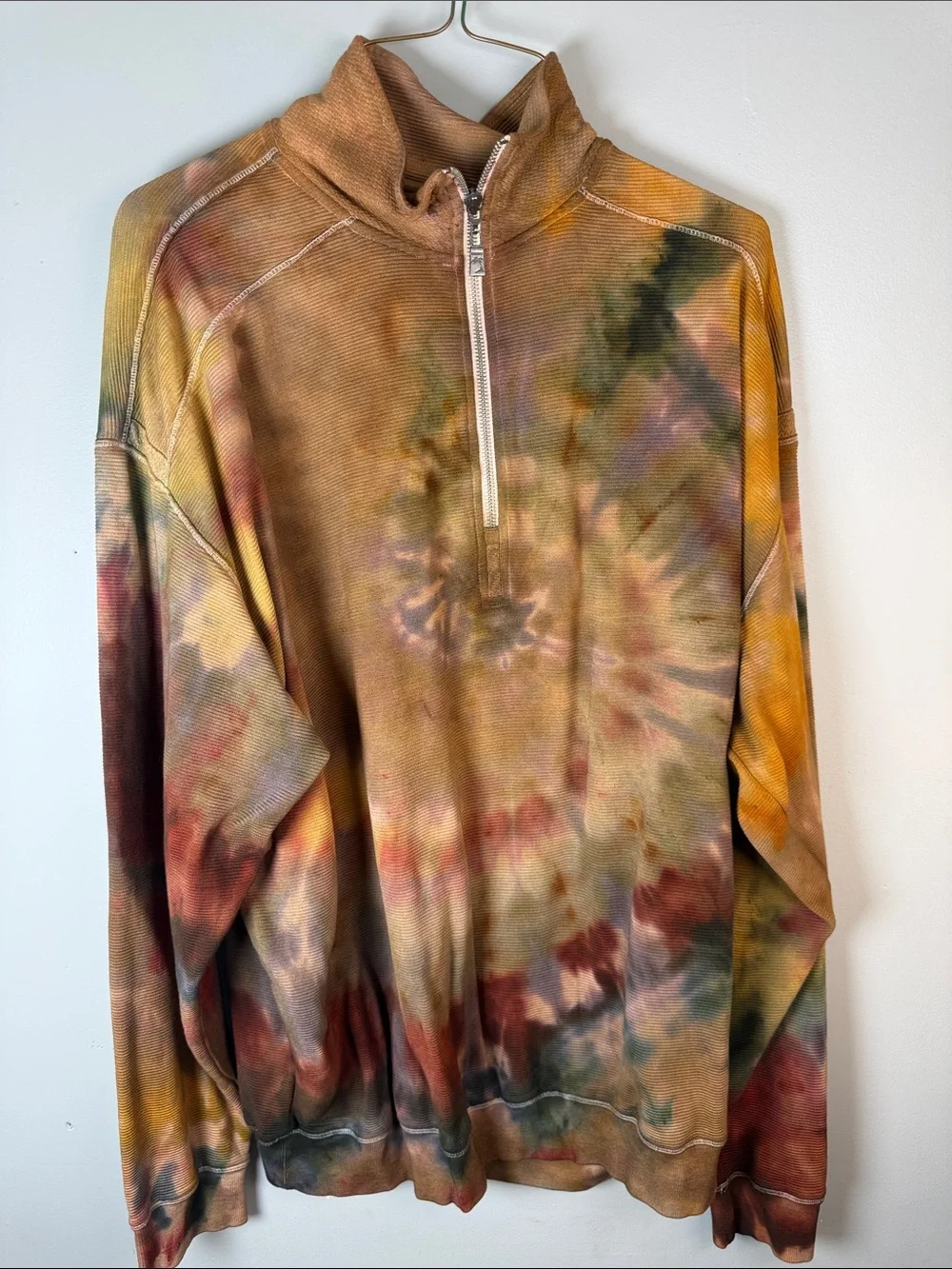 Men's Tie-Dye Half-Zip Sweater - Multi Brown